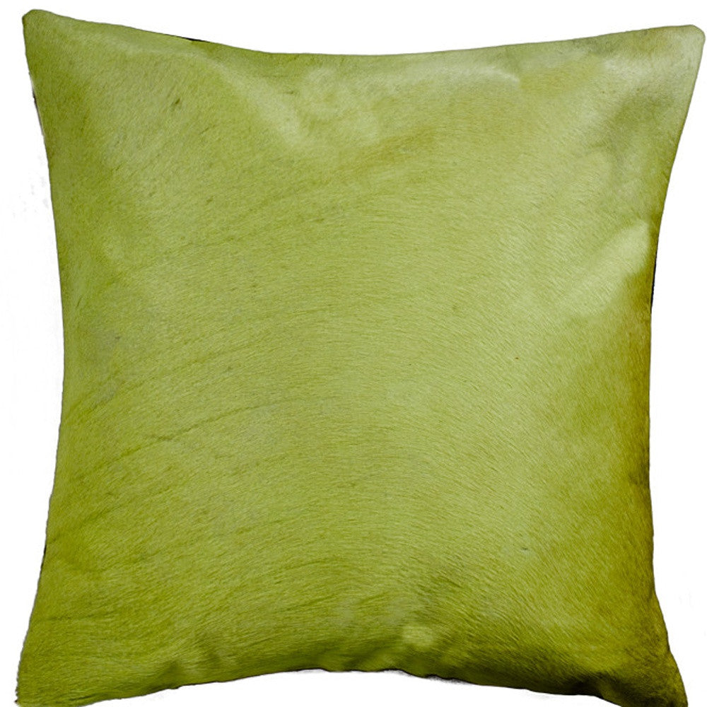 18" Lime Green Cowhide Throw Pillow-4
