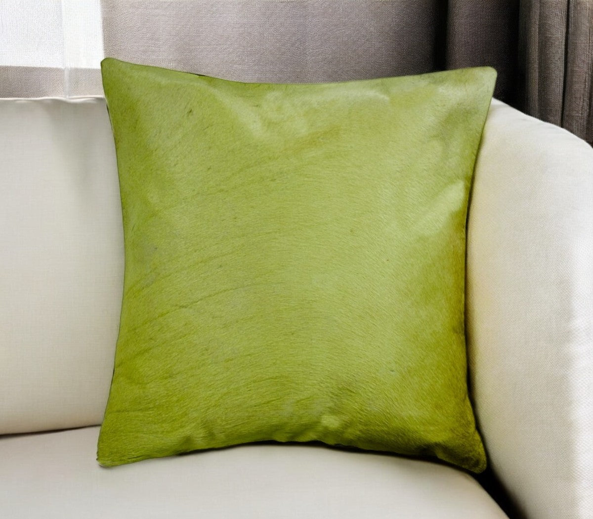 18" Lime Green Cowhide Throw Pillow-0