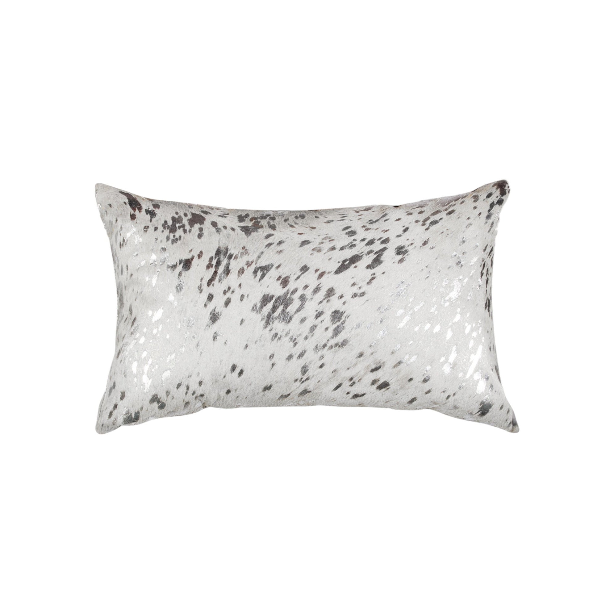 Set of Two 12" X 20" Gray and Silver Abstract Cowhide Lumbar Throw Pillows with Glitter-5