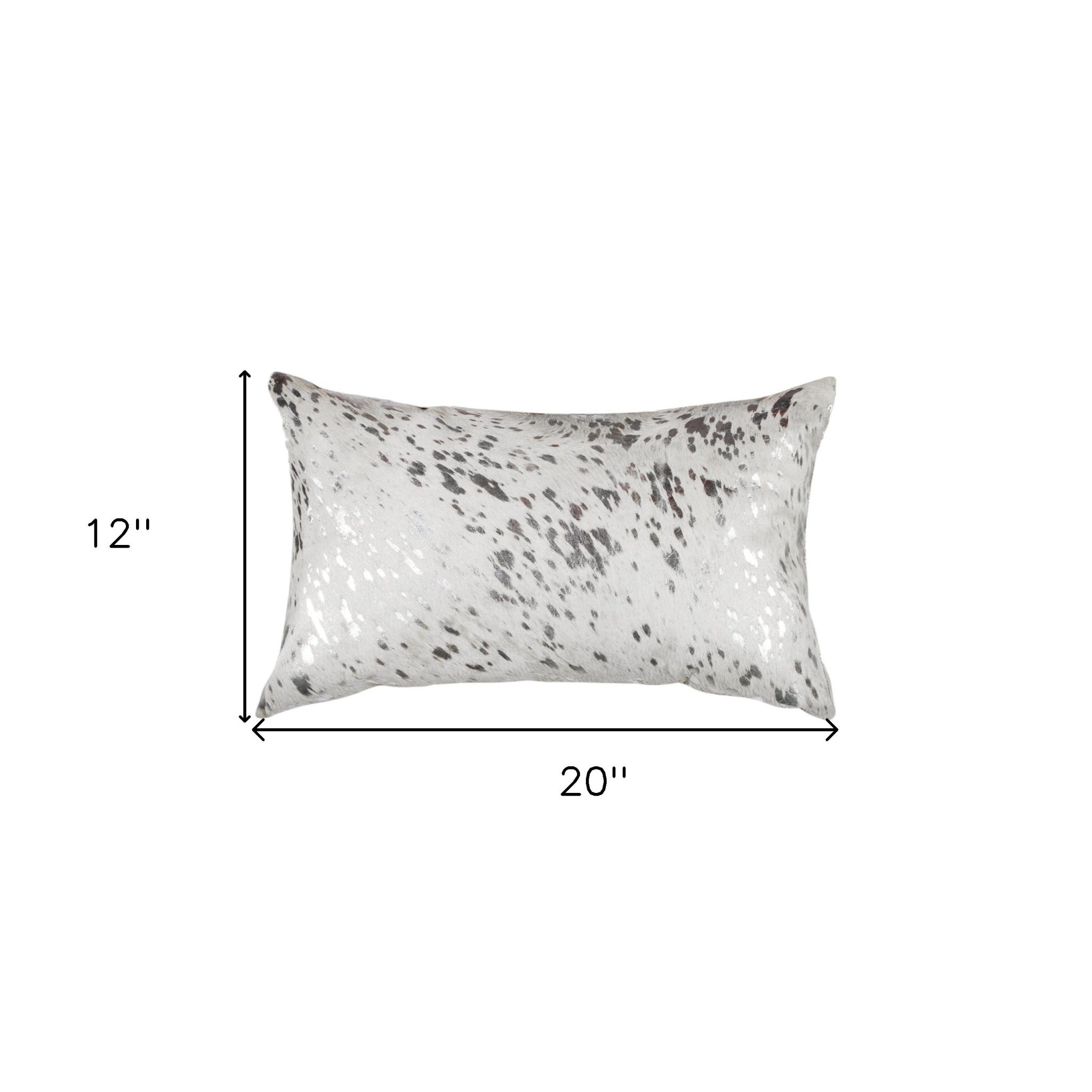 Set of Two 12" X 20" Gray and Silver Abstract Cowhide Lumbar Throw Pillows with Glitter-6