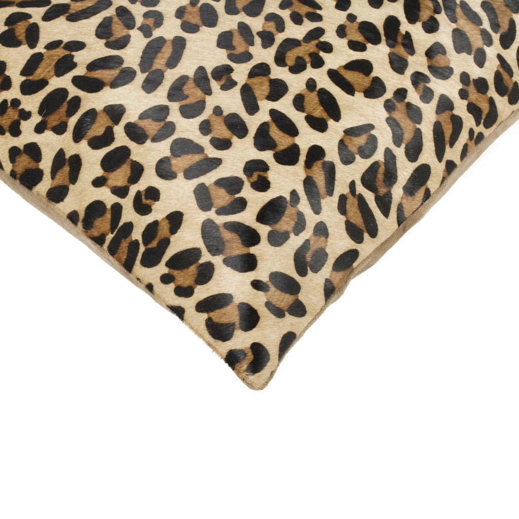 Set of Two 18" Brown and Black Leopard Cowhide Throw Pillows-5