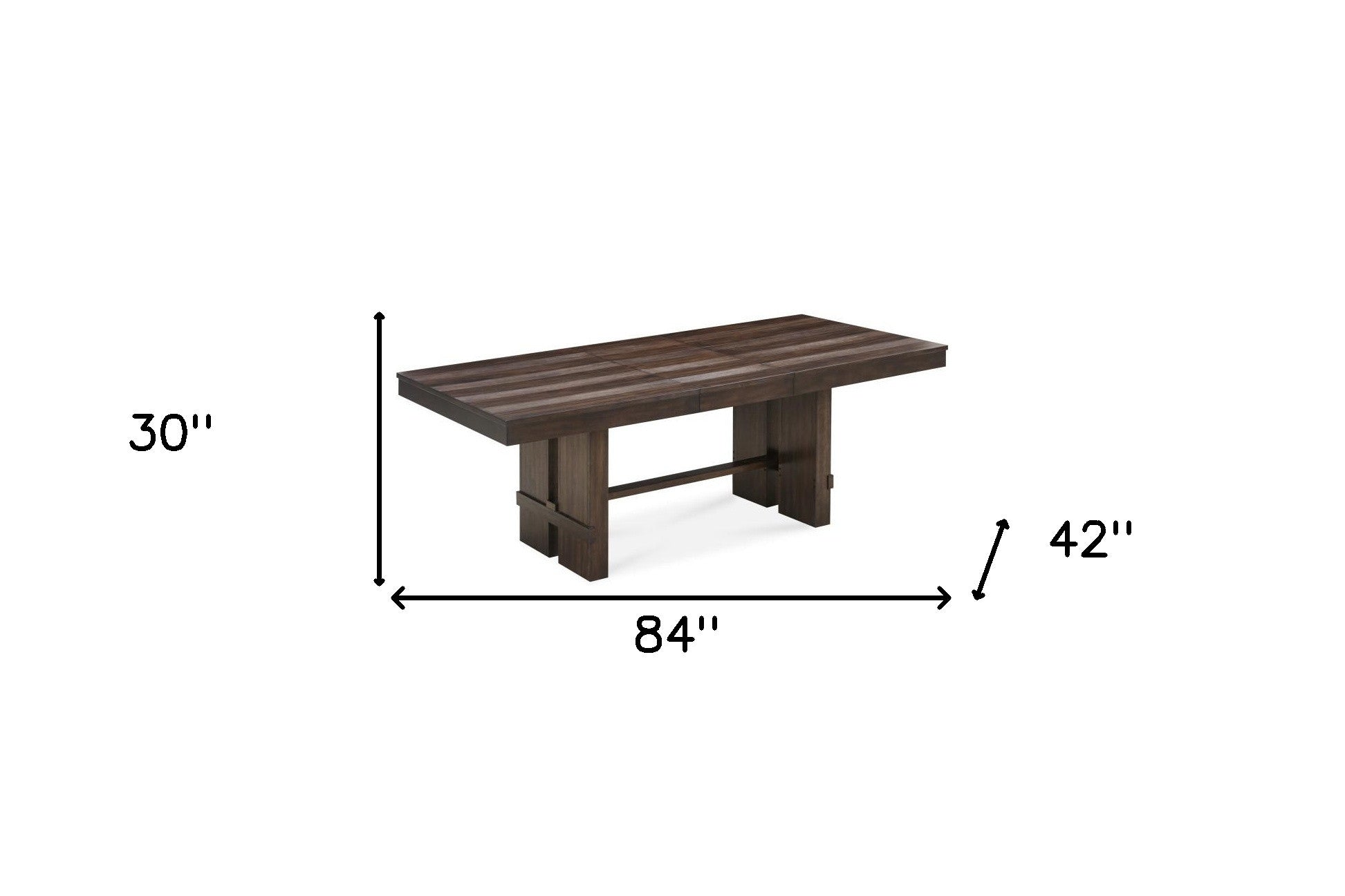84" Dark Brown Wood Self-Storing Leaf Trestle Base Extension Dining Table-8