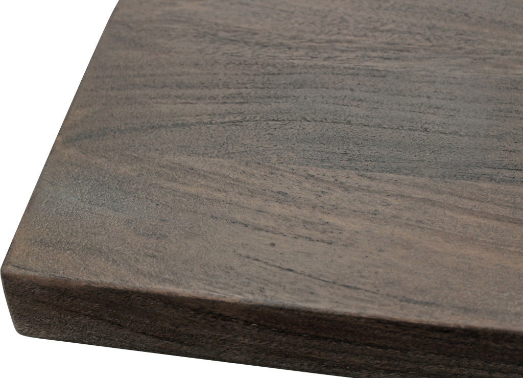 60" Dark Brown and Black Solid Wood and Iron Frame Base Square Dining Table-8