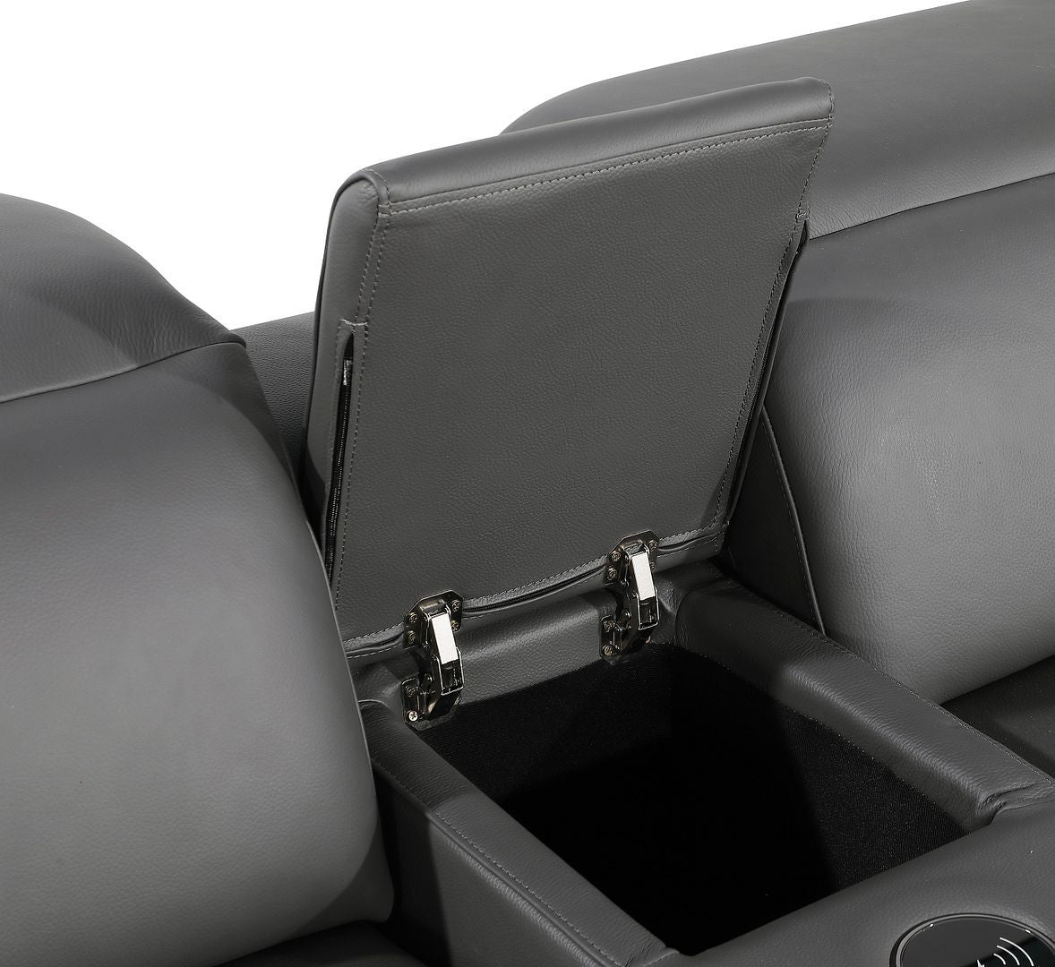 Dark Gray Italian Leather Power Reclining L Shaped Five Piece Corner Sectional-6