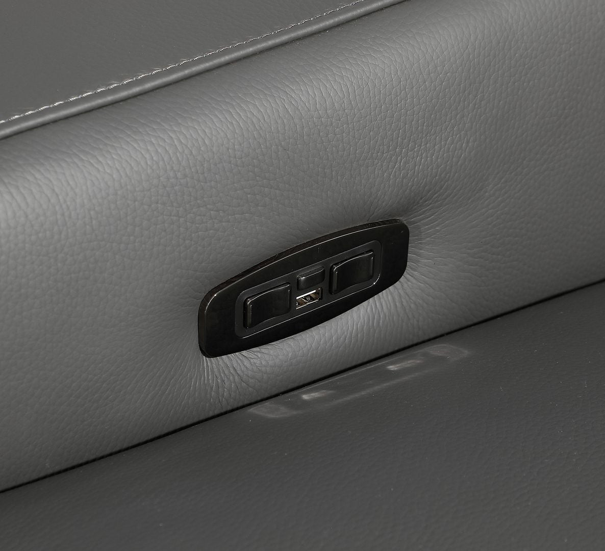 Dark Gray Italian Leather Power Reclining L Shaped Six Piece Corner Sectional With Console-6