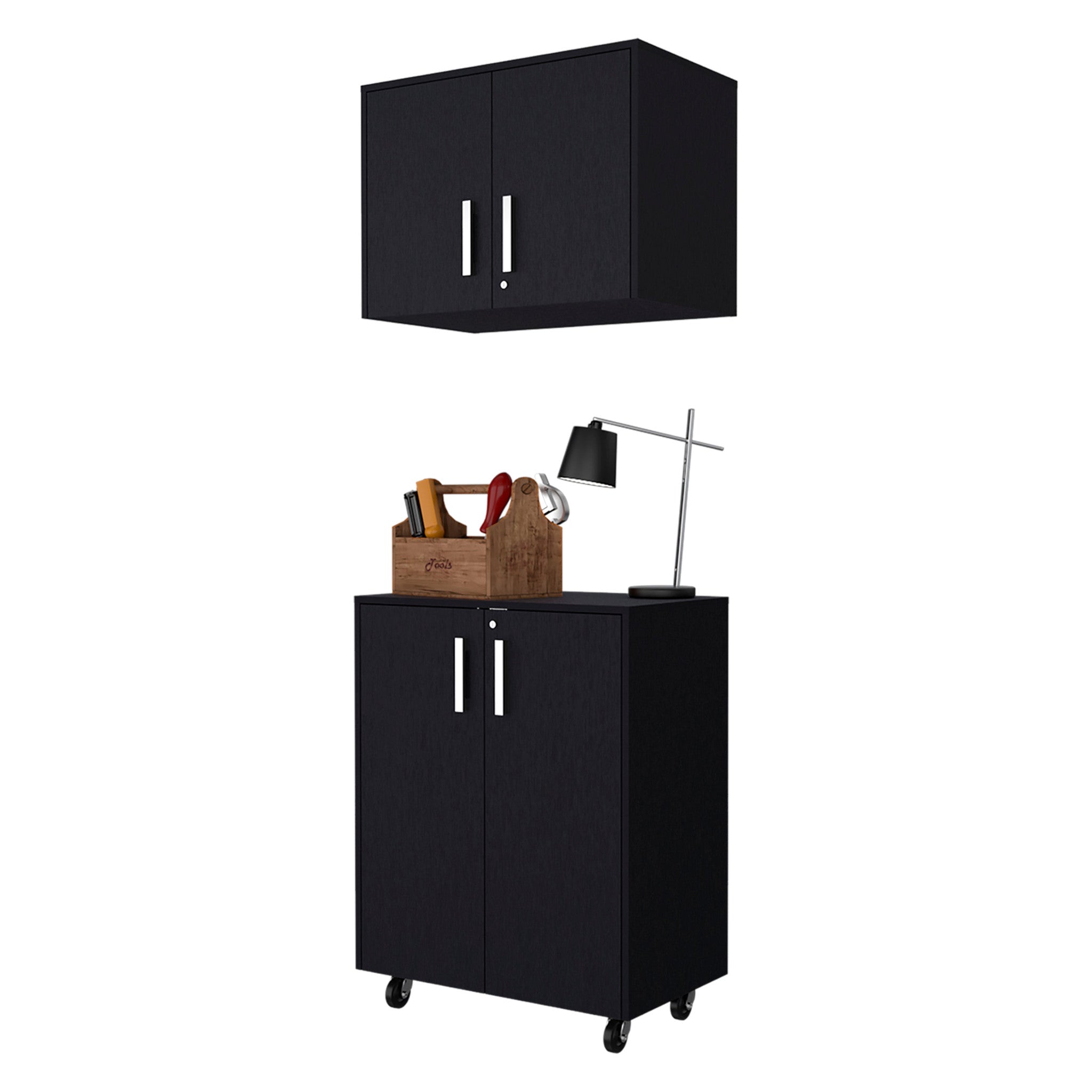 28" Black Wall mounted Accent Cabinet With Four Shelves-3