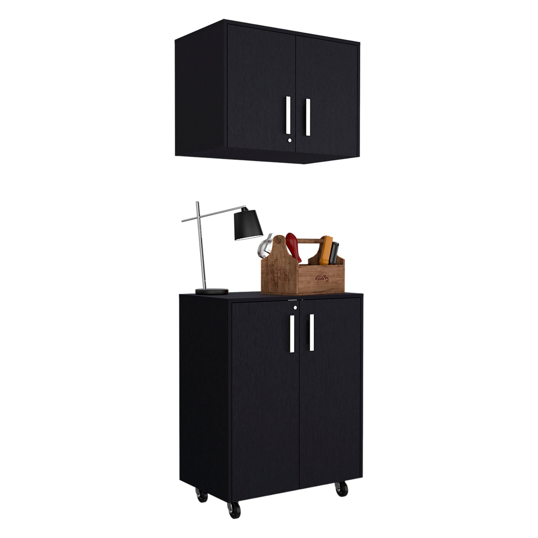 28" Black Wall mounted Accent Cabinet With Four Shelves-4