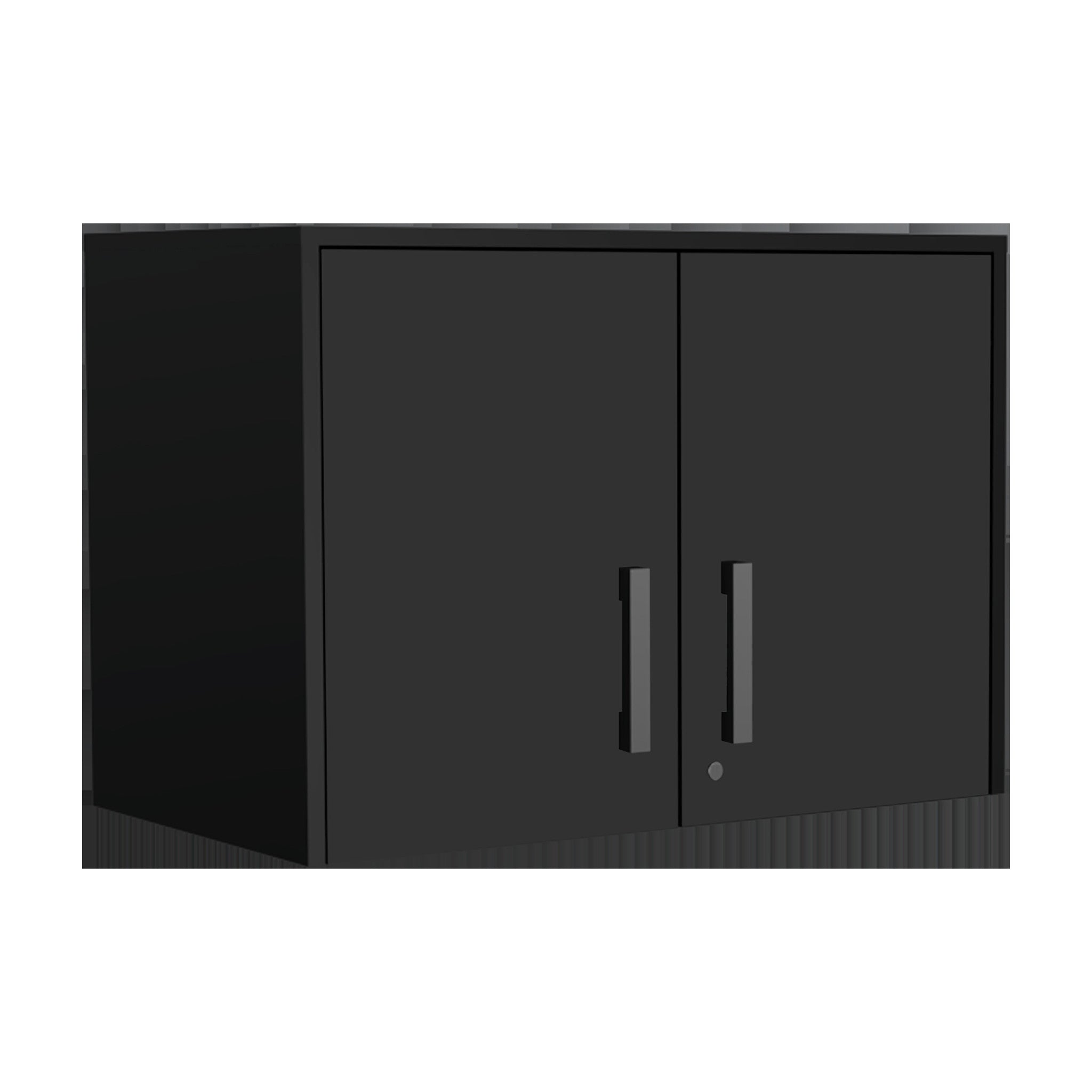 28" Black Wall mounted Accent Cabinet With Four Shelves And Six Drawers-2