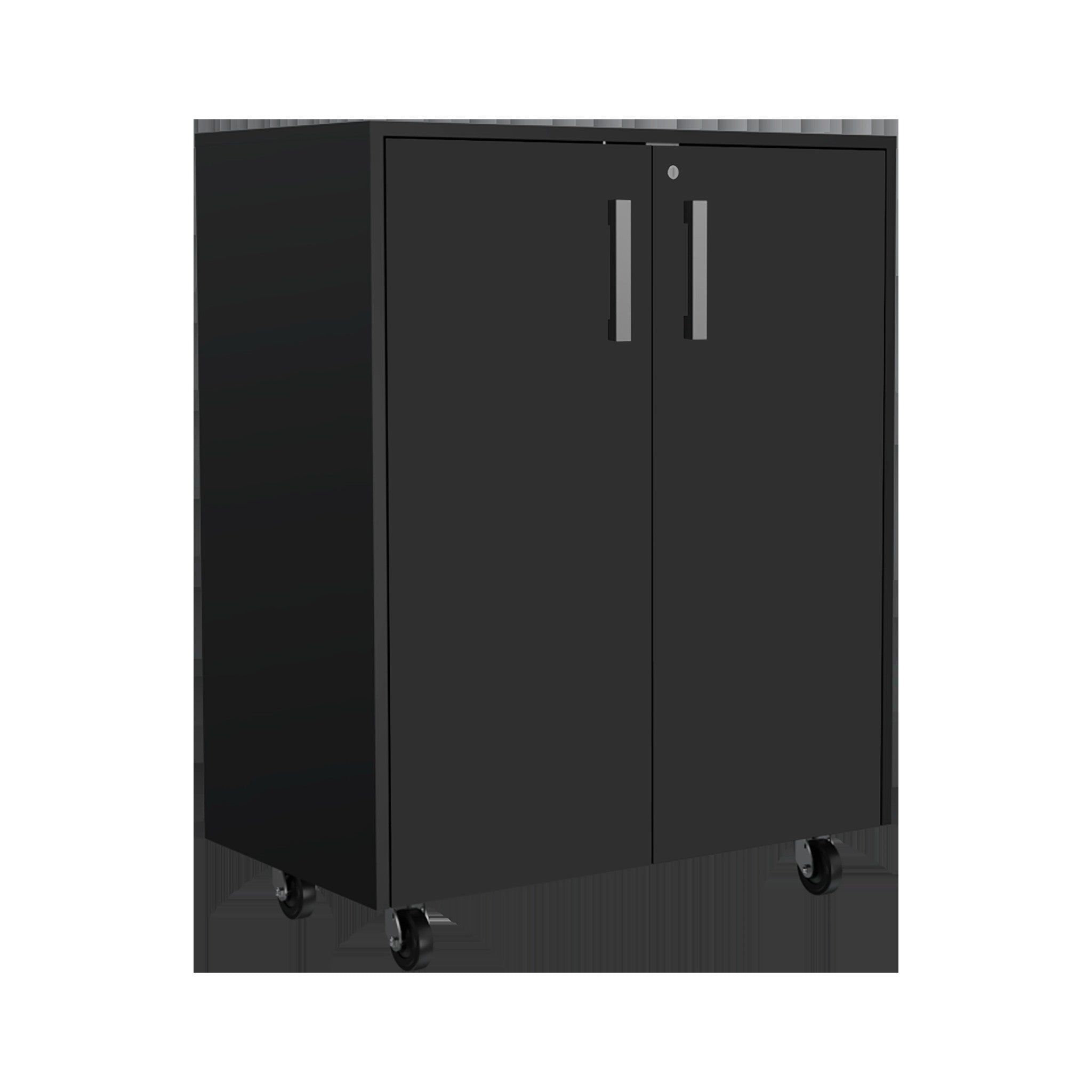 28" Black Wall mounted Accent Cabinet With Eight Shelves And Six Drawers-2