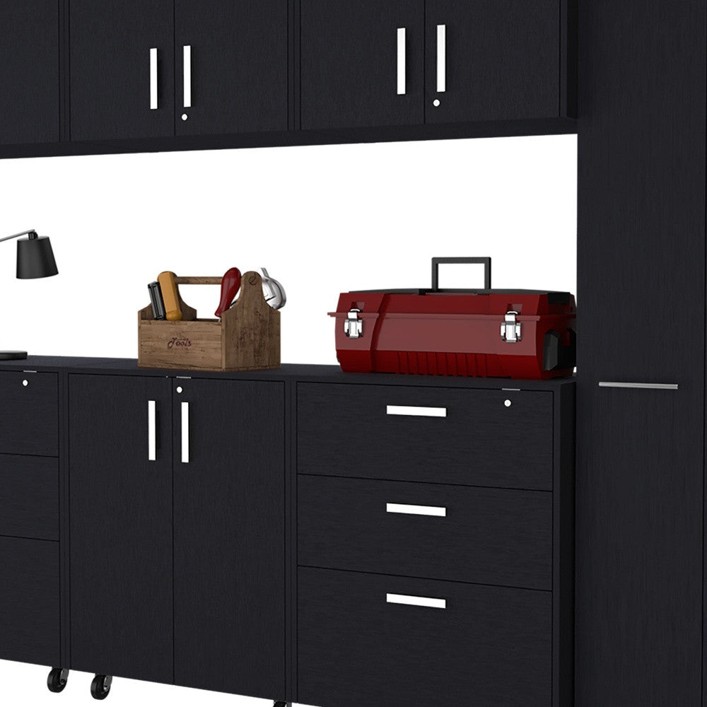 28" Black Wall mounted Accent Cabinet With Twelve Shelves And Six Drawers-5