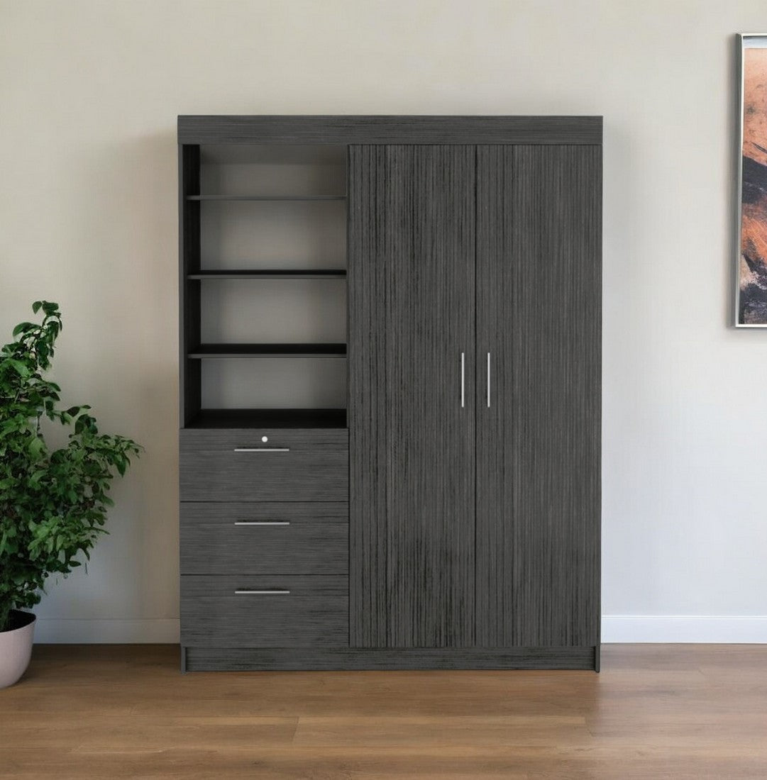 59" Gray Three Drawer Combo Dresser-0