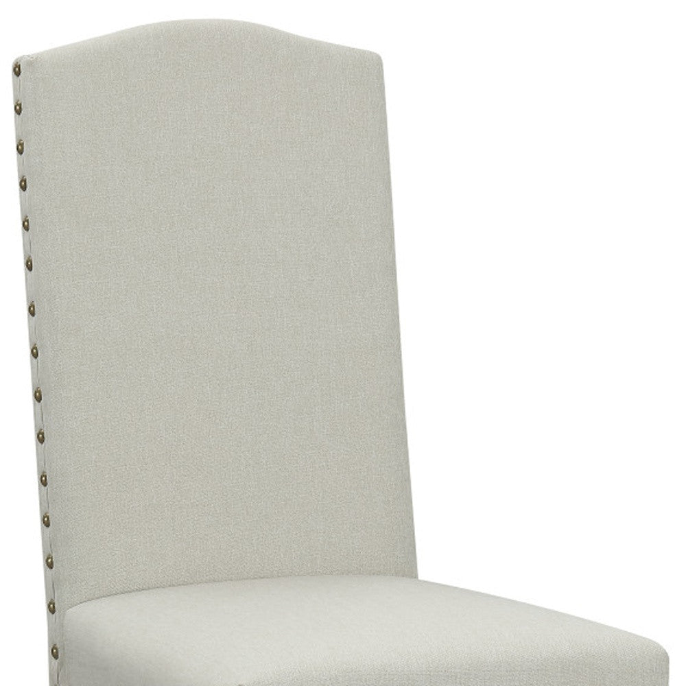 Set of Two Beige And Gray Upholstered Fabric Dining Parsons Chairs-3