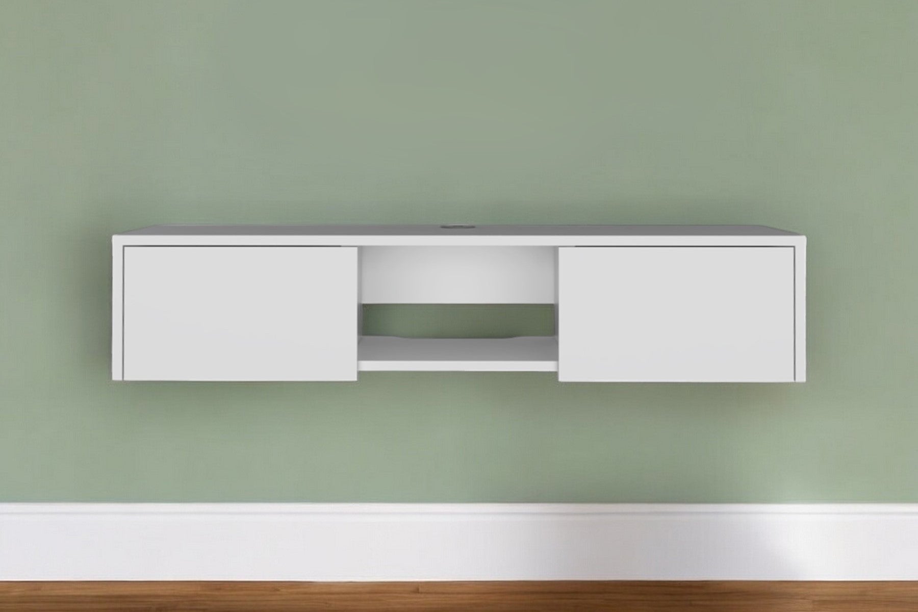 49" White Floating Mount TV Stand-0