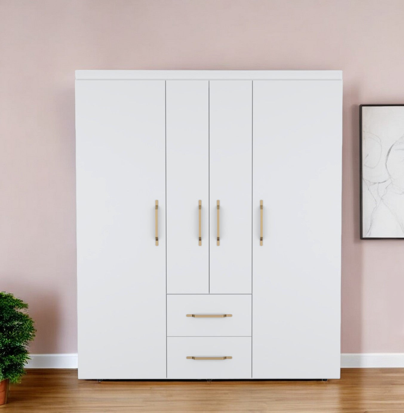 59" White Two Drawer Combo Dresser-0