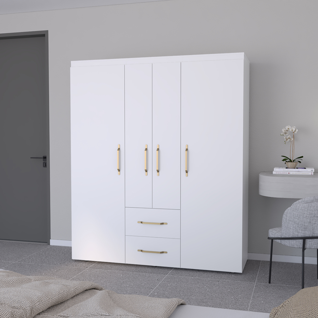 59" White Two Drawer Combo Dresser-5