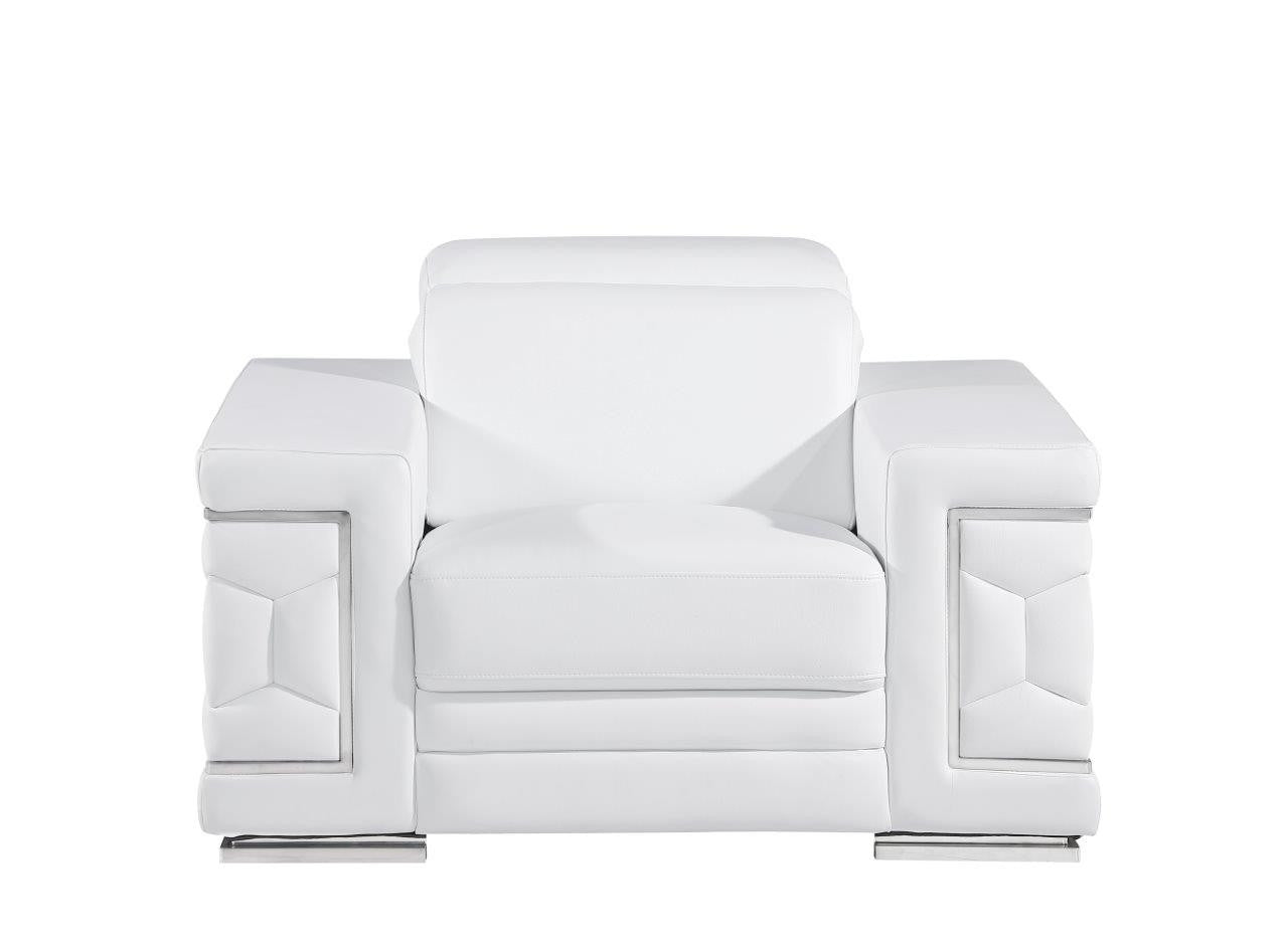47" White And Silver Genuine Leather Club Chair-6