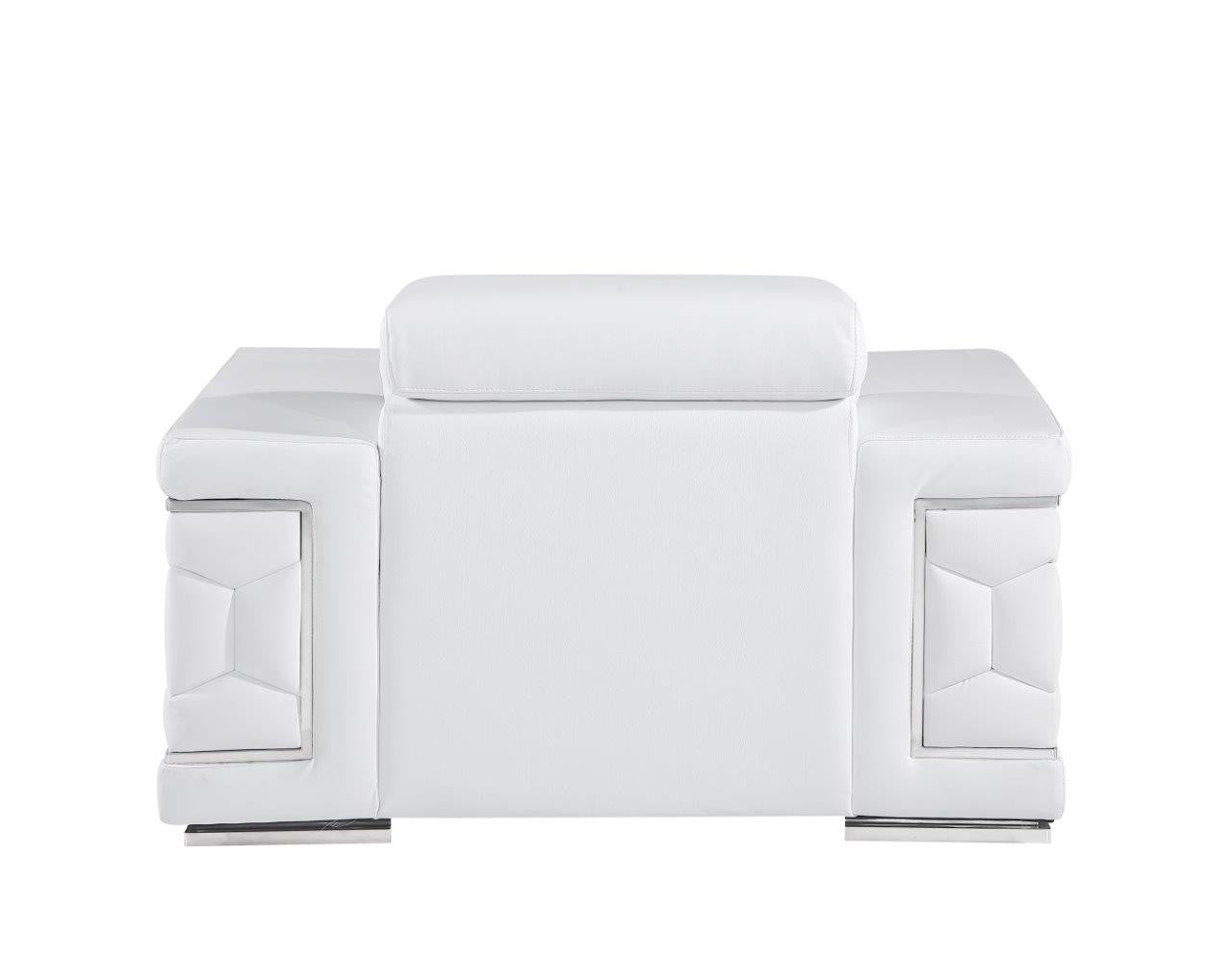 47" White And Silver Genuine Leather Club Chair-2