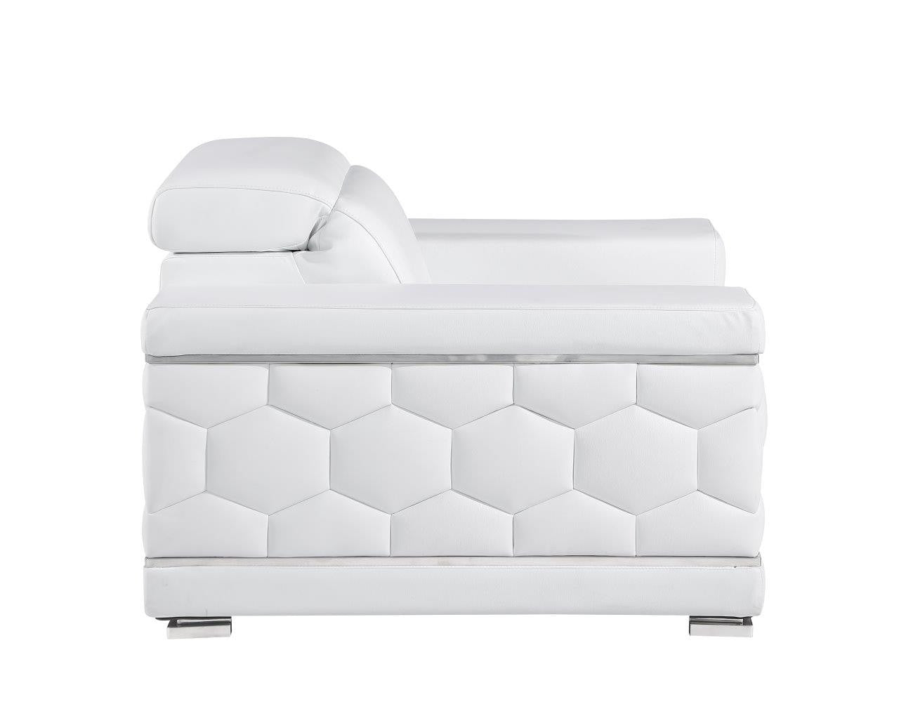 47" White And Silver Genuine Leather Club Chair-4