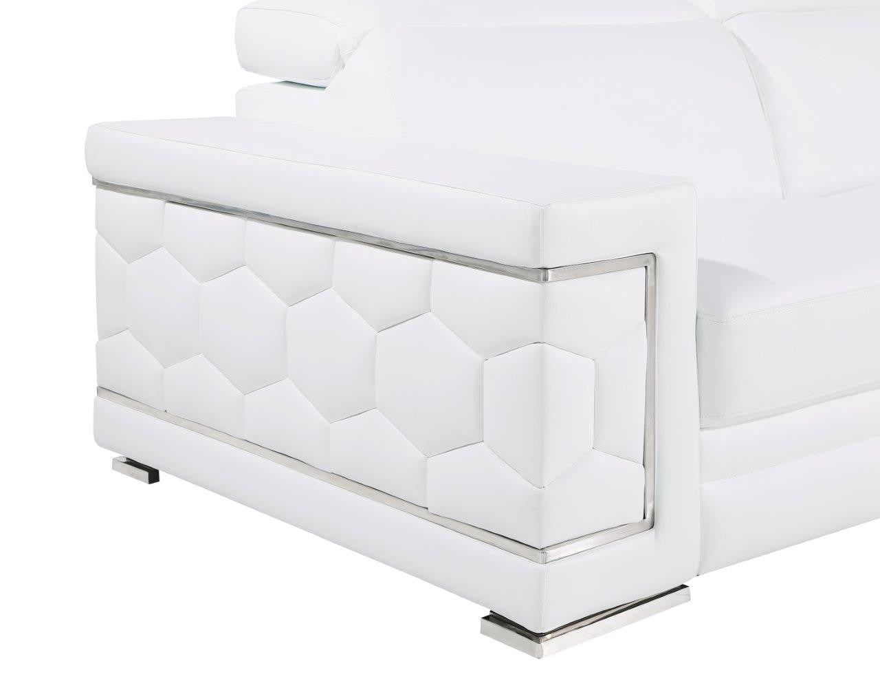 47" White And Silver Genuine Leather Club Chair-5