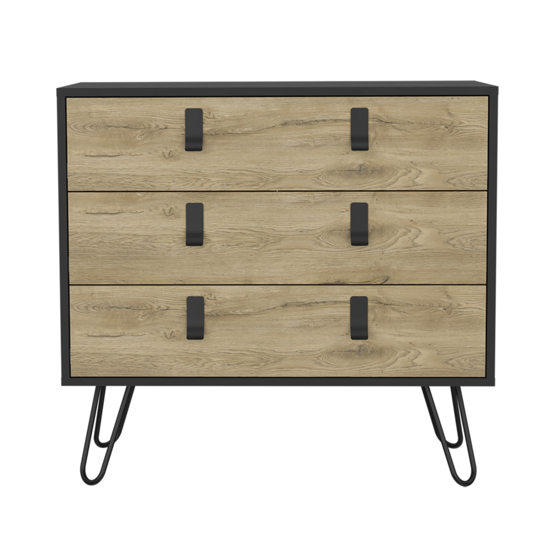 32" Natural and Black Three Drawer Dresser-0