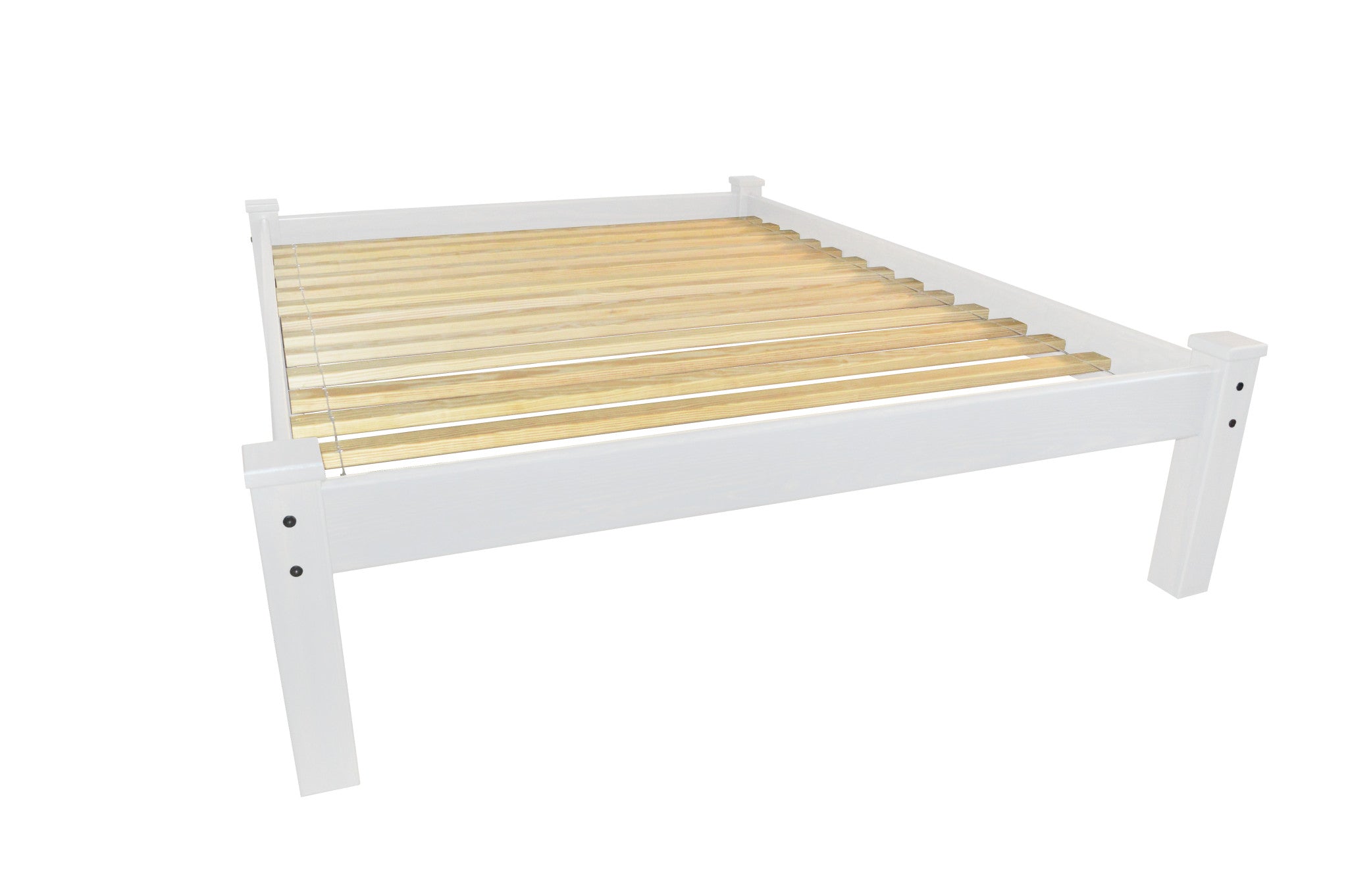 White Solid Wood Queen Bed Frame-2