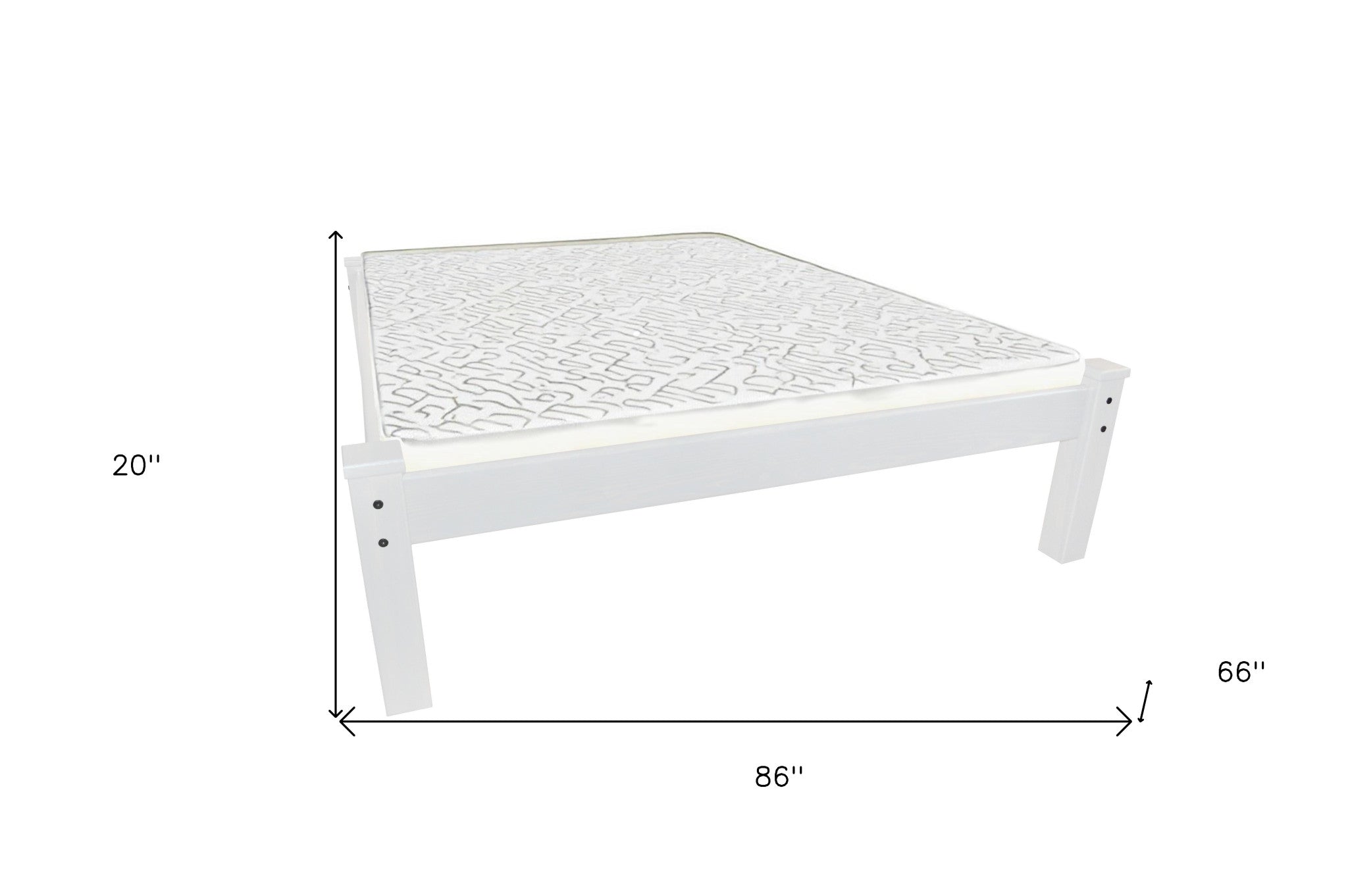 White Solid Wood Queen Bed Frame-5