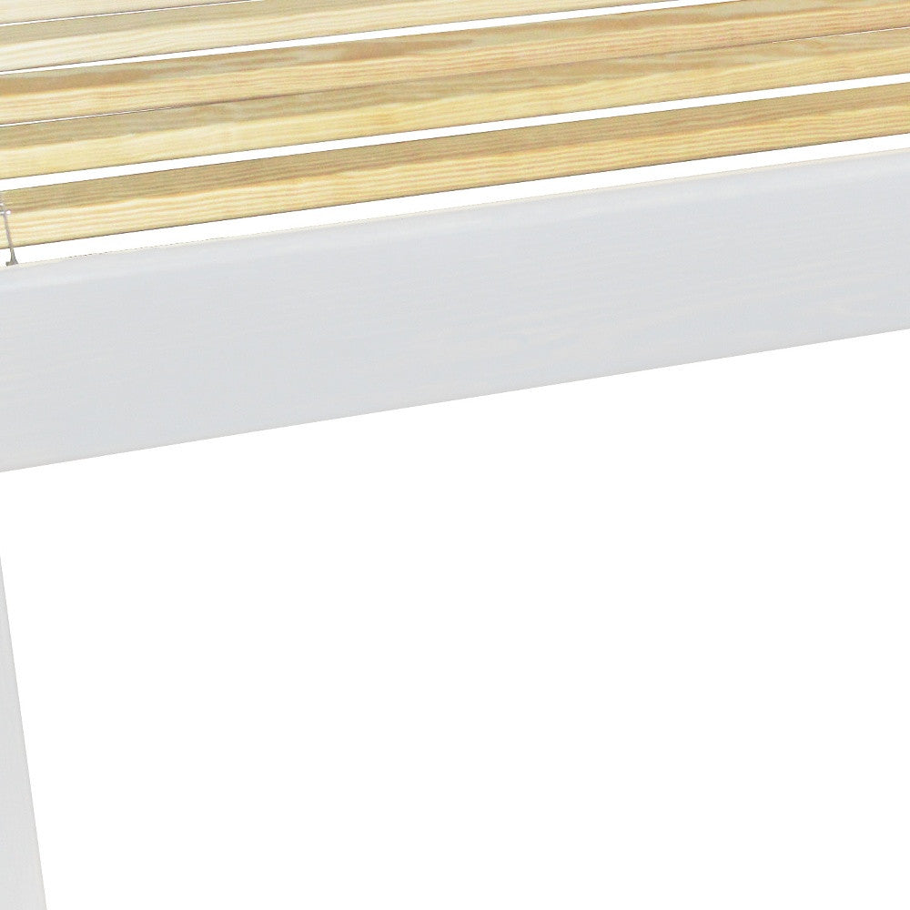 White Solid Wood Queen Bed Frame-3