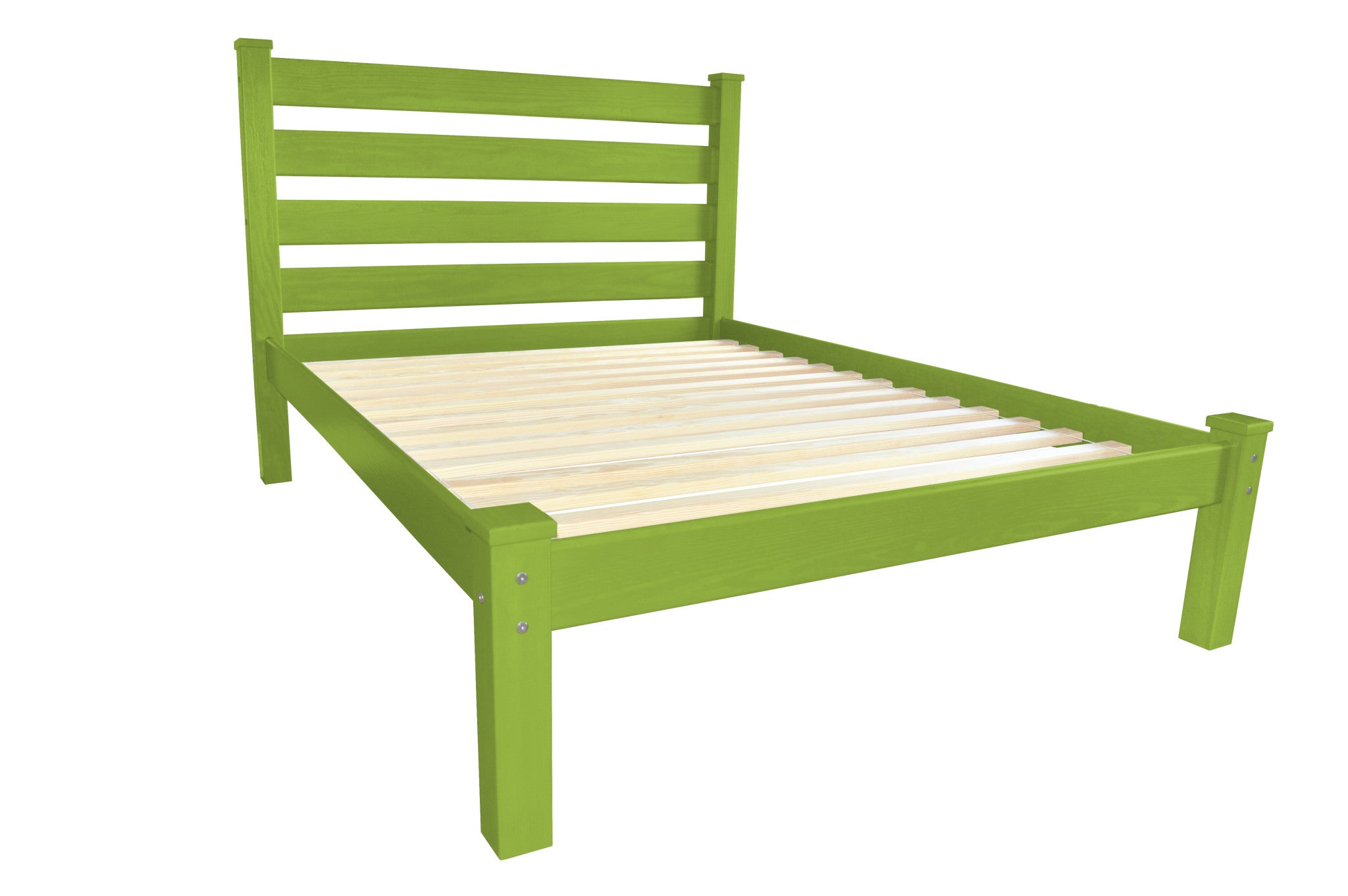 Lime Green Solid Wood Queen Bed Frame-2