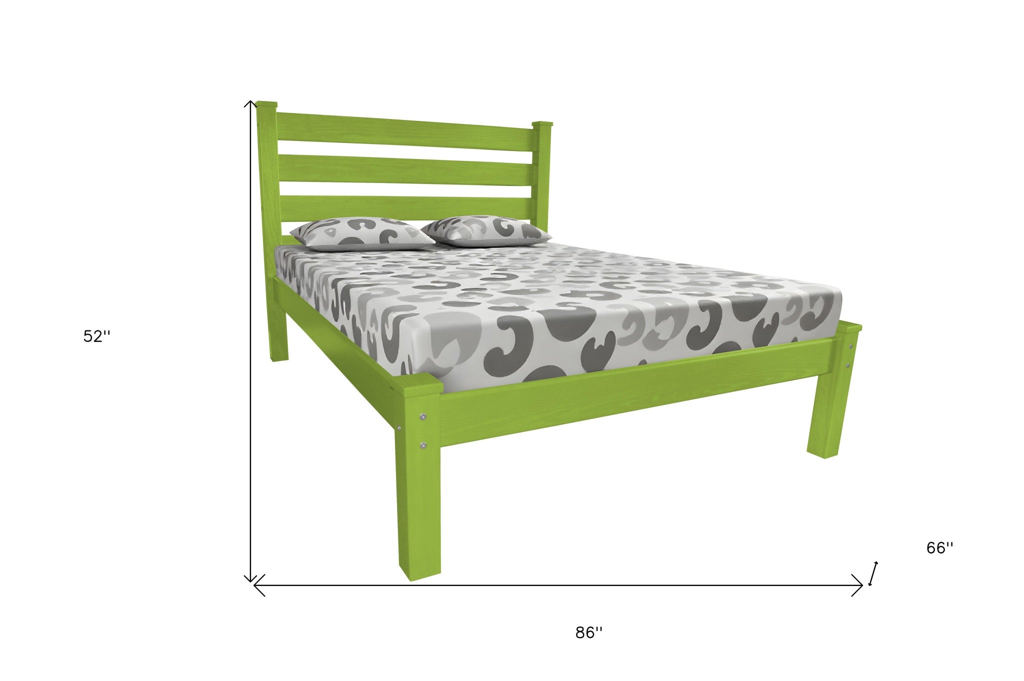 Lime Green Solid Wood Queen Bed Frame-6