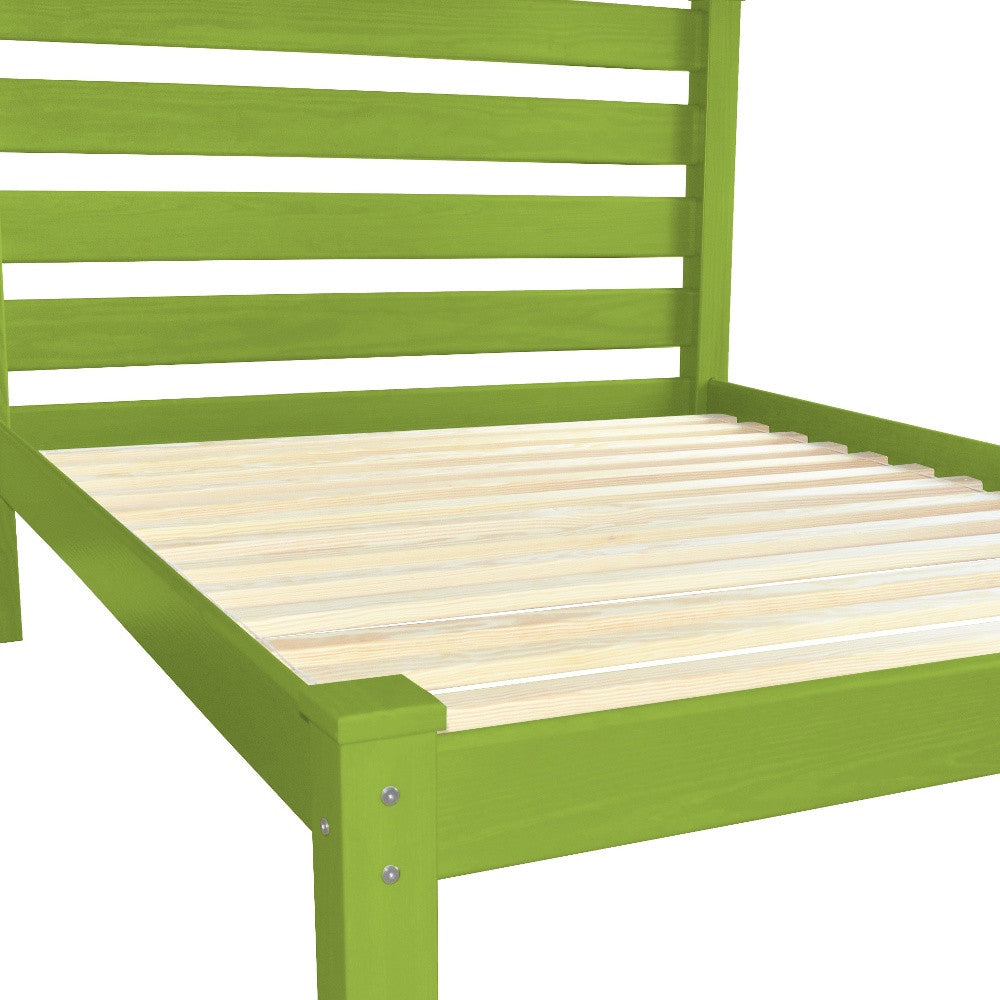 Lime Green Solid Wood Queen Bed Frame-5