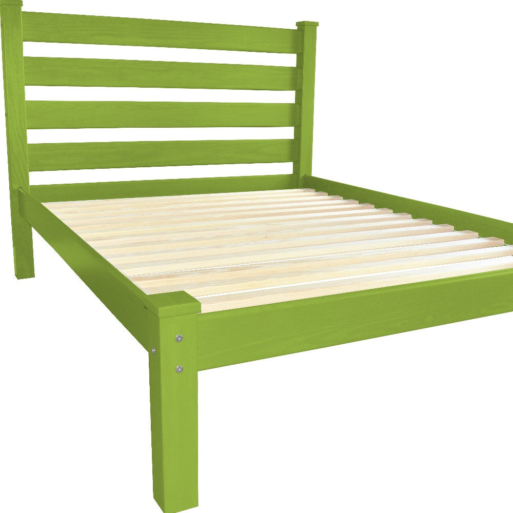Lime Green Solid Wood Queen Bed Frame-4