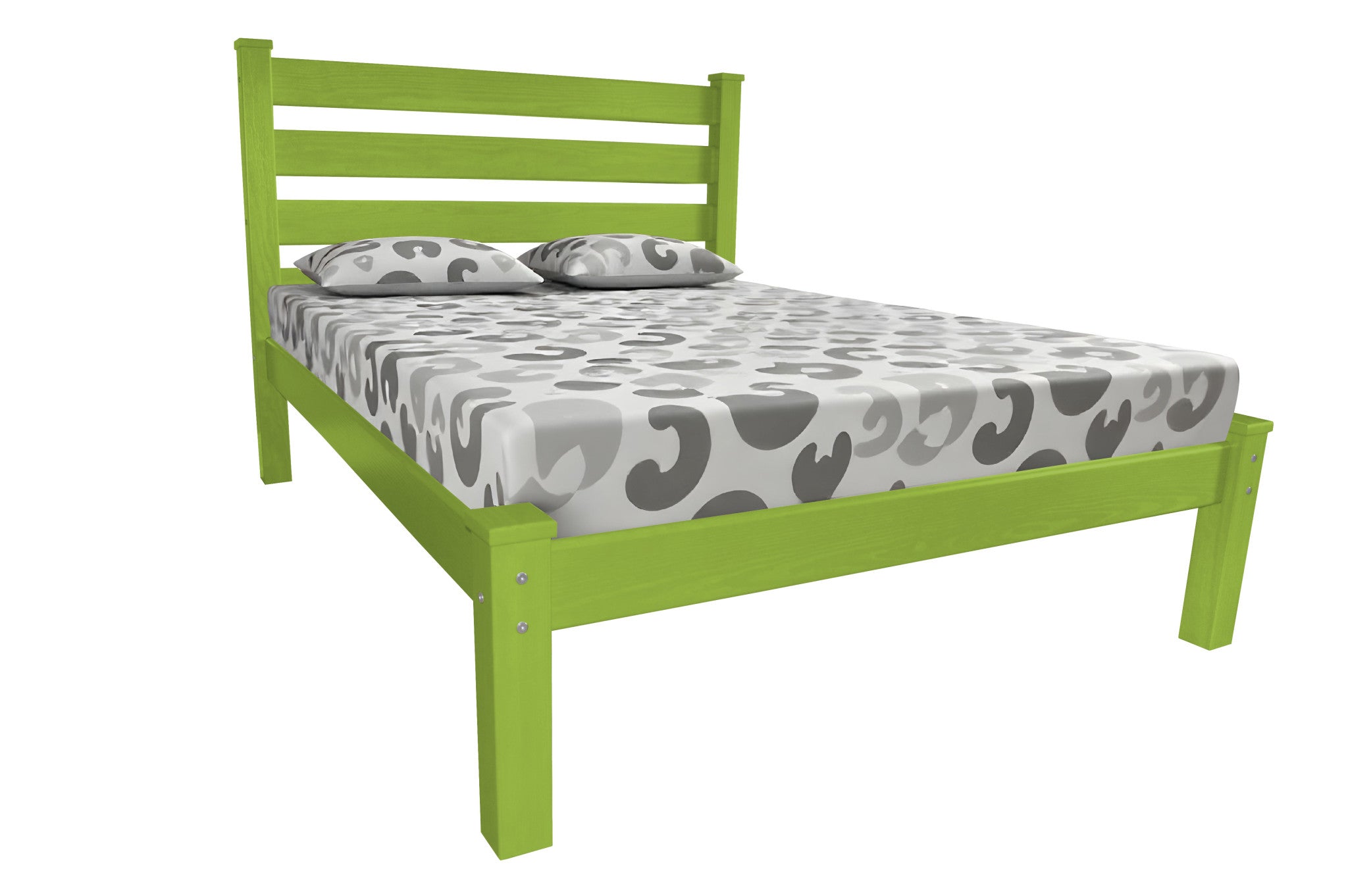Lime Green Solid Wood Queen Bed Frame-1