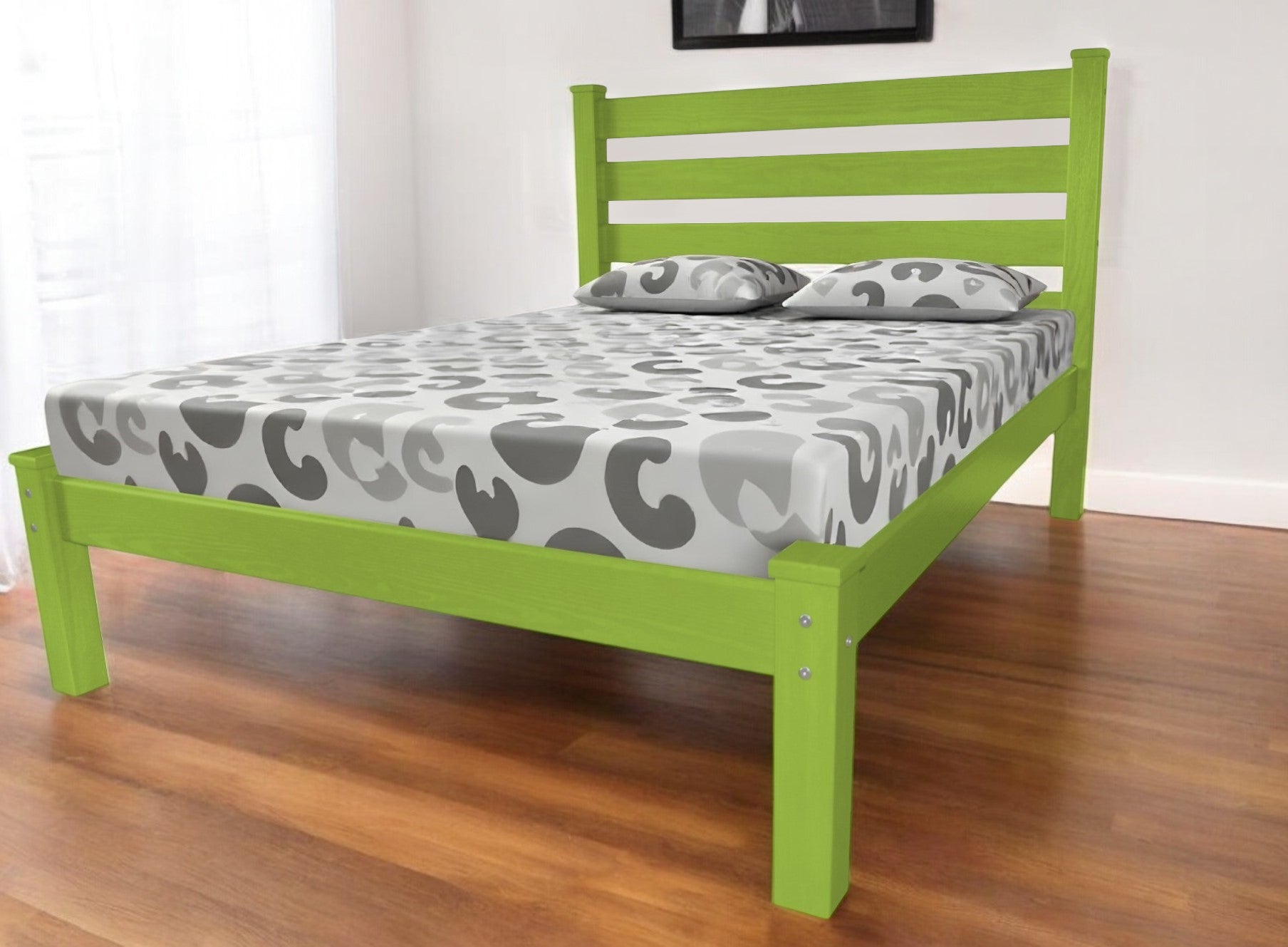 Lime Green Solid Wood Queen Bed Frame-0