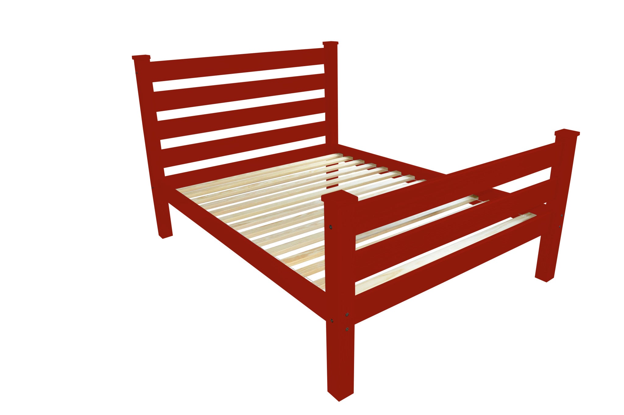 Red Solid Wood Twin Bed Frame-2
