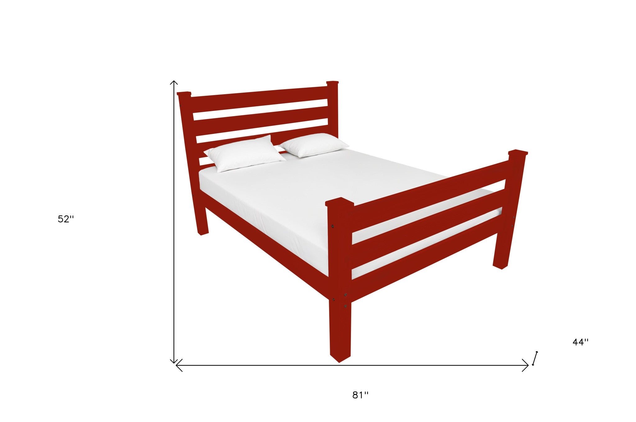 Red Solid Wood Twin Bed Frame-5