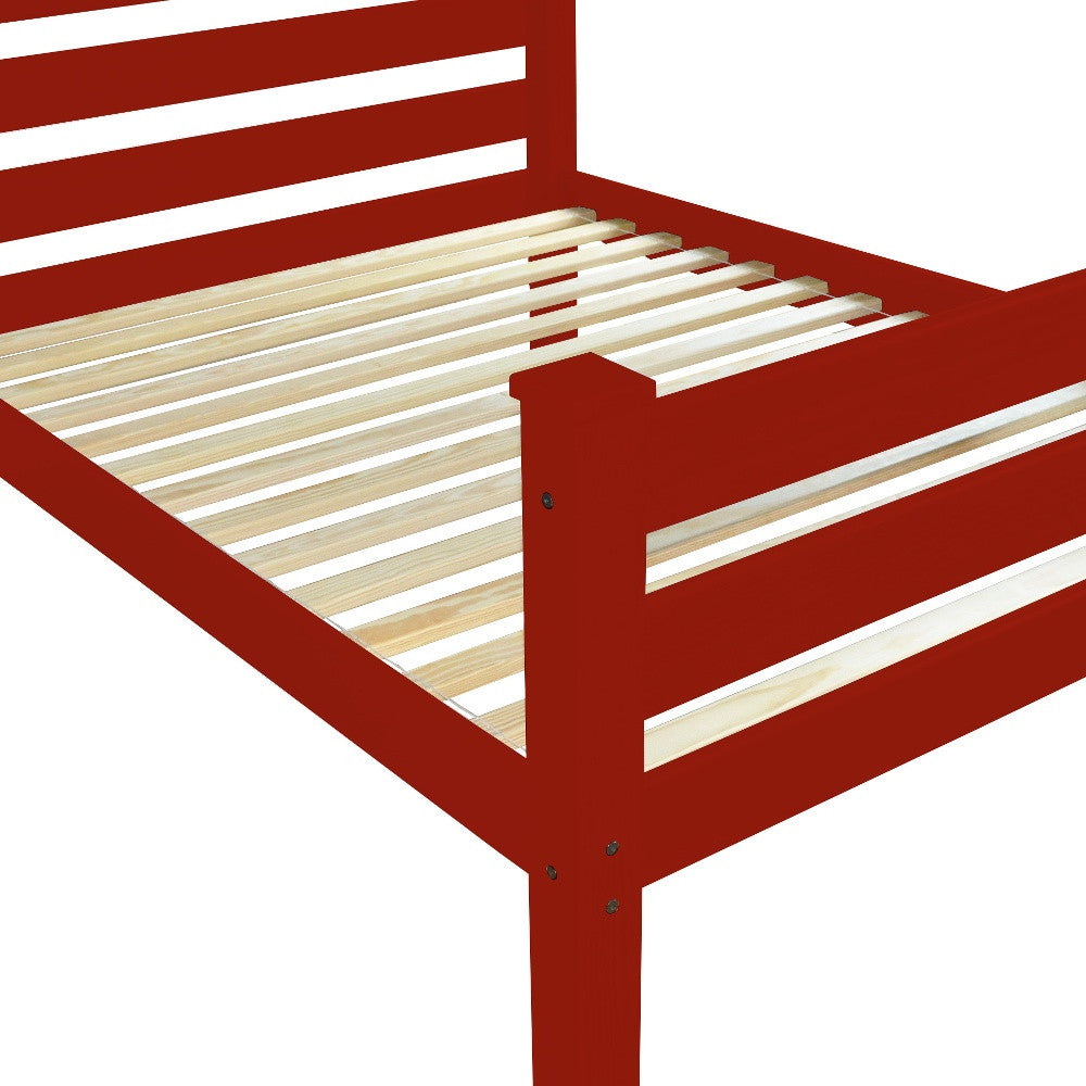 Red Solid Wood Twin Bed Frame-4