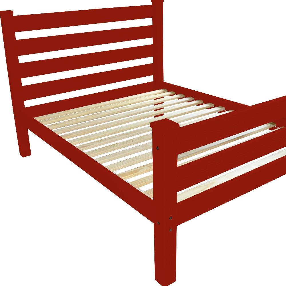 Red Solid Wood Twin Bed Frame-3