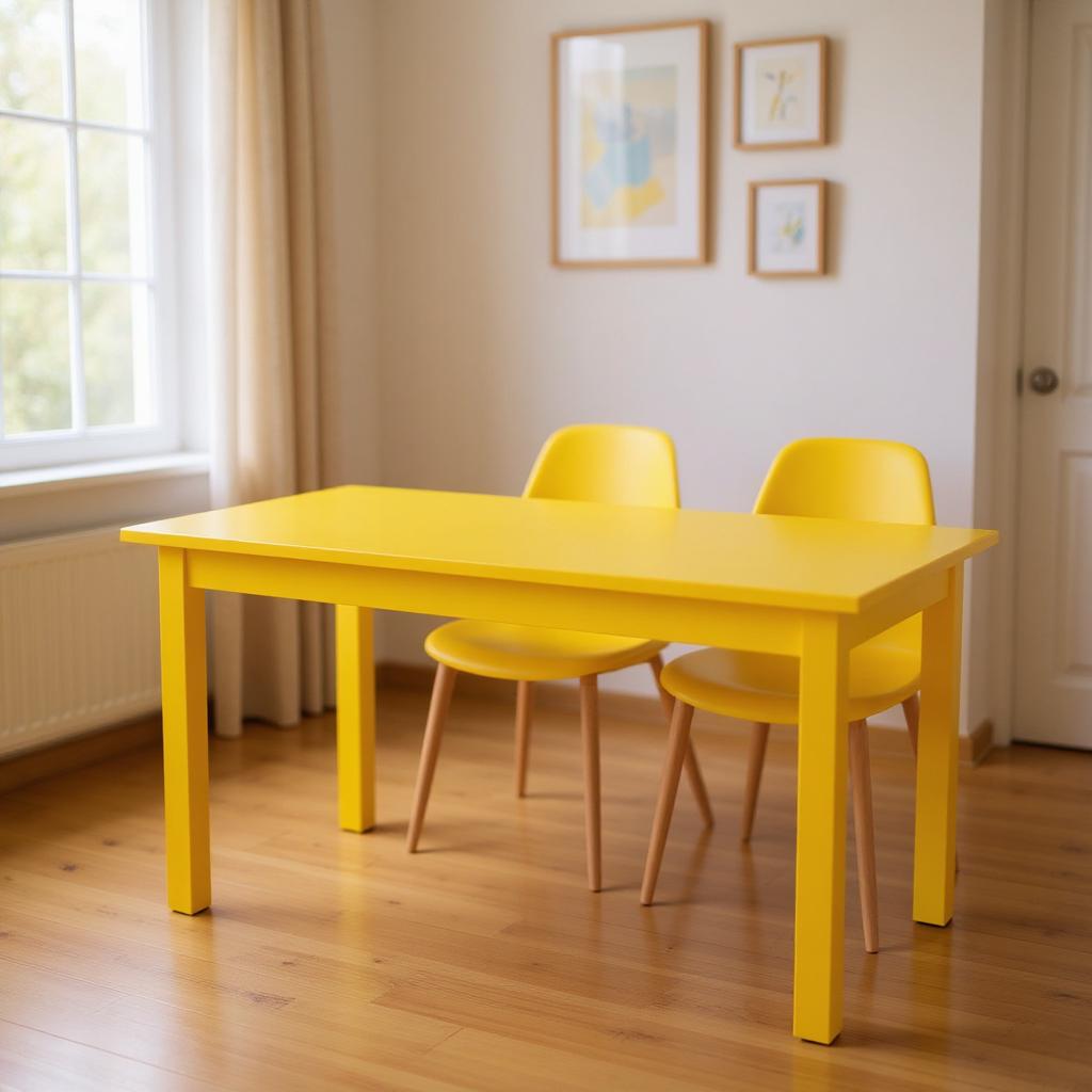 48" Yellow Solid Wood Dining Table-0