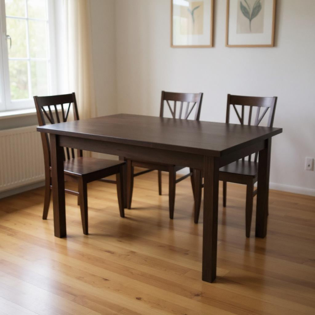 48" Dark Brown Solid Wood Dining Table-0