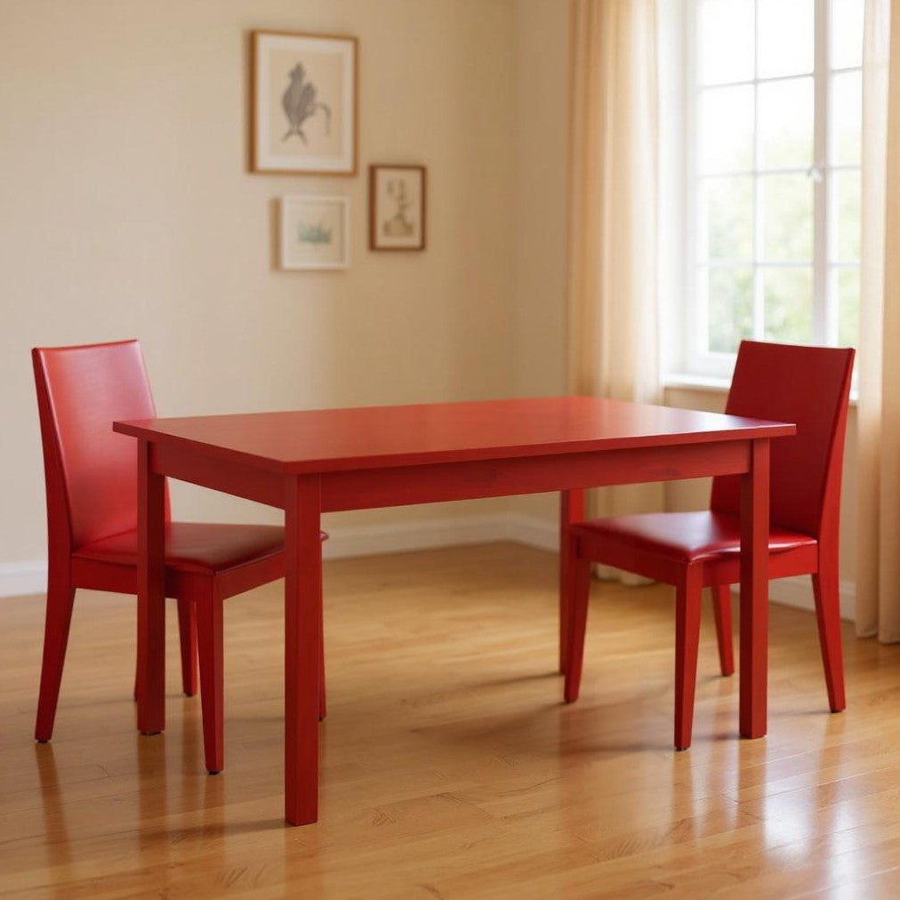 48" Fire Engine Red Solid Wood Dining Table-0