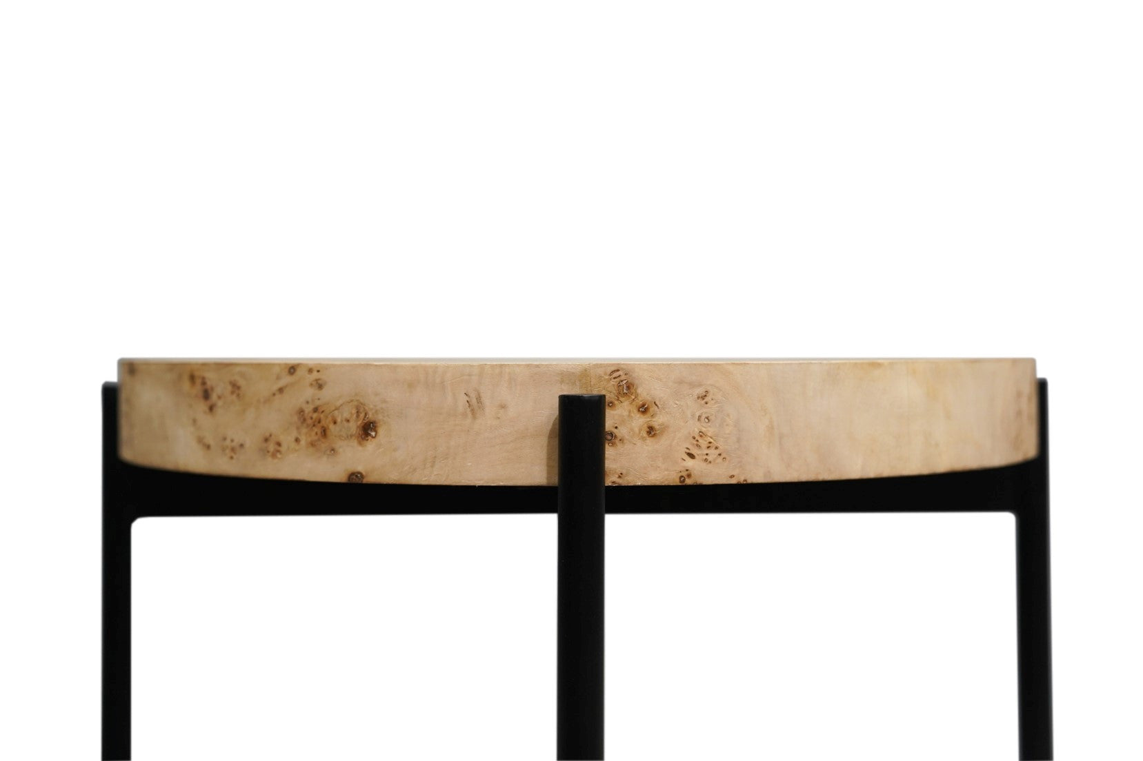 22" Black And Brown Wood And Metal Round End Table-4