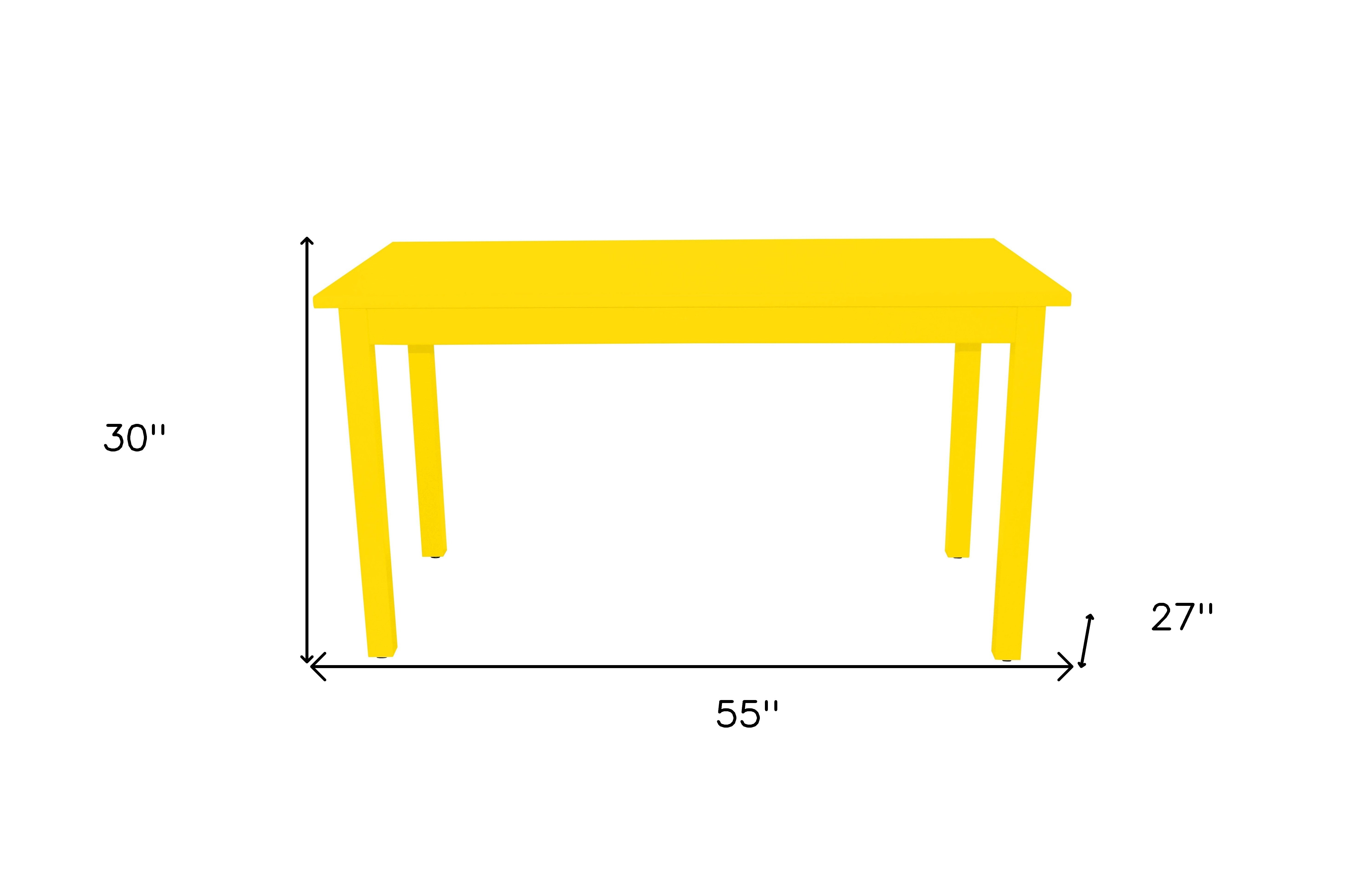 60" Yellow Solid Wood Dining Table-4