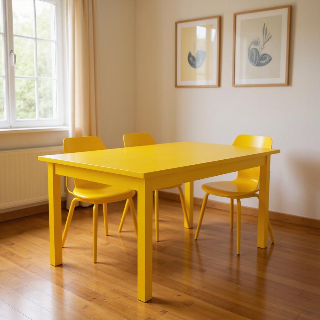60" Yellow Solid Wood Dining Table-0