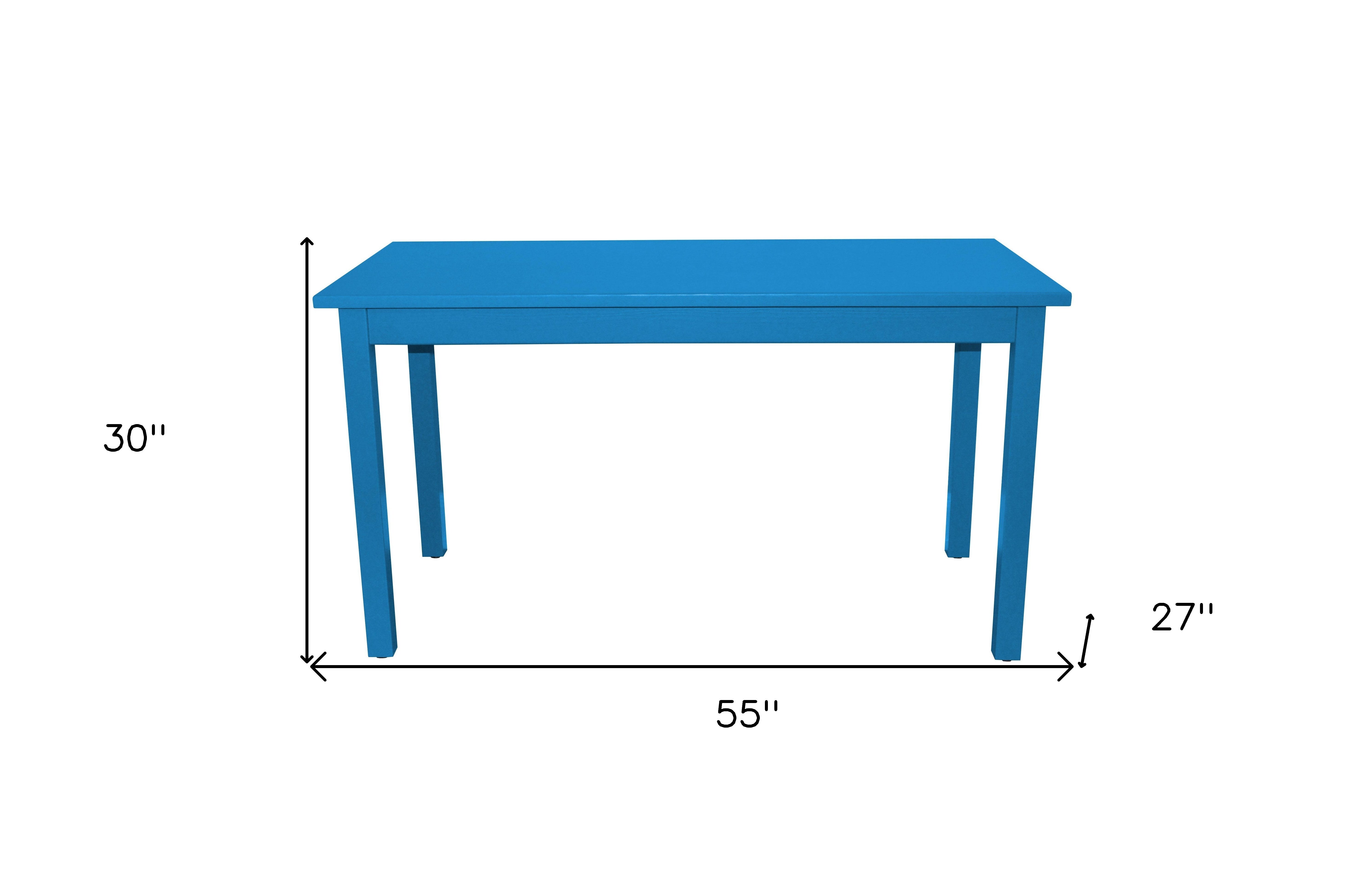 60" Caribbean Blue Solid Wood Dining Table-5