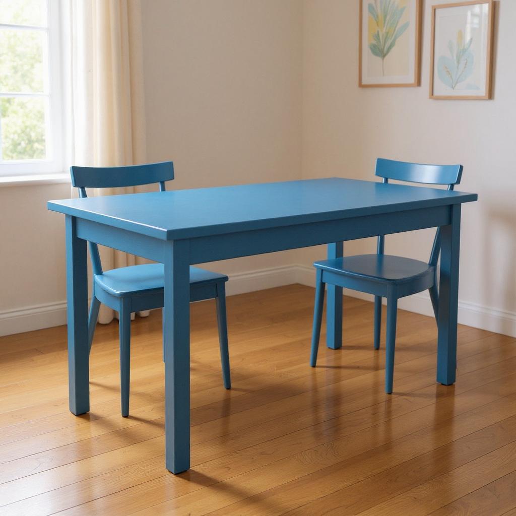 60" Caribbean Blue Solid Wood Dining Table-0