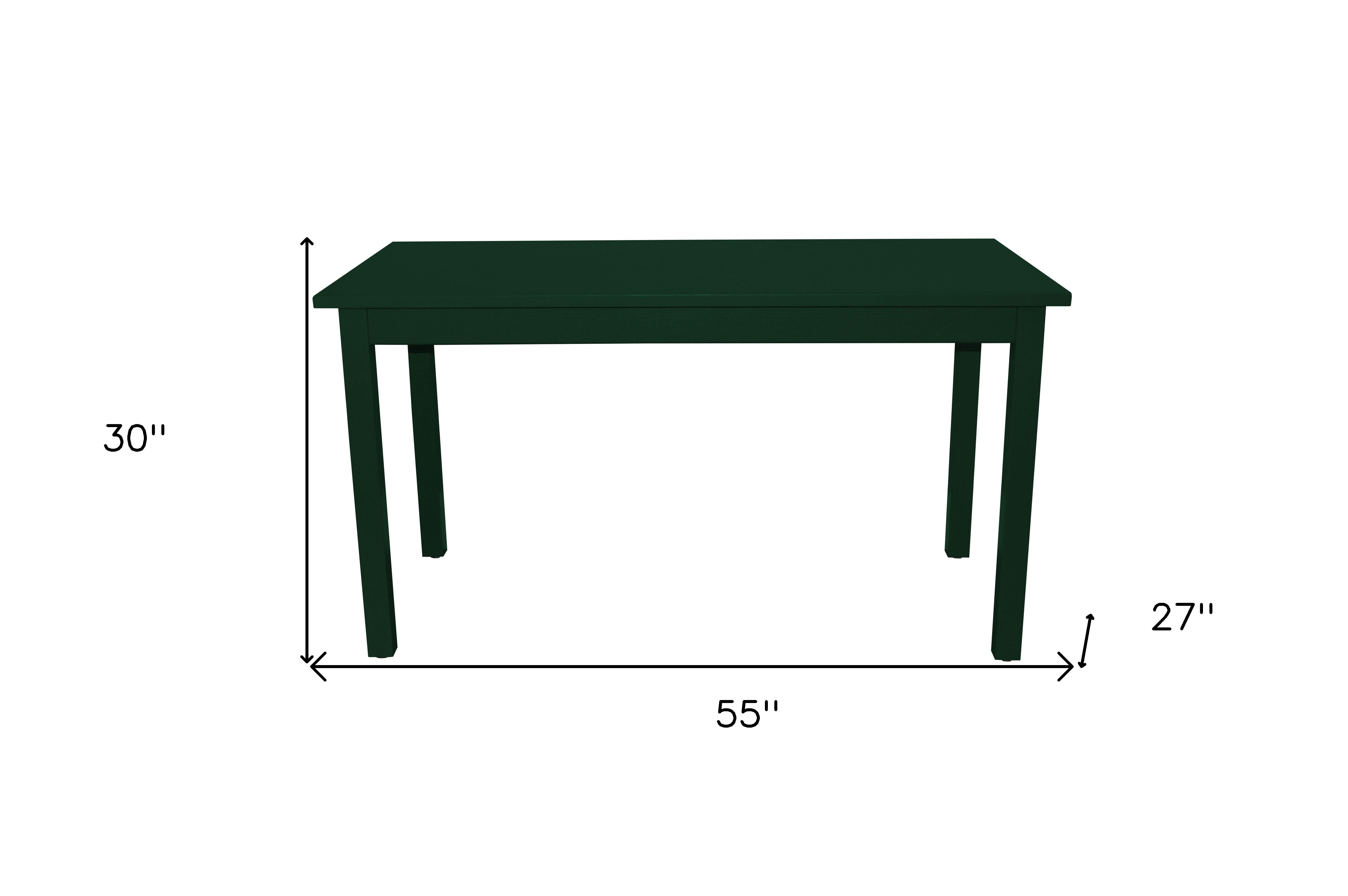 60" Dark Green Solid Wood Dining Table-5