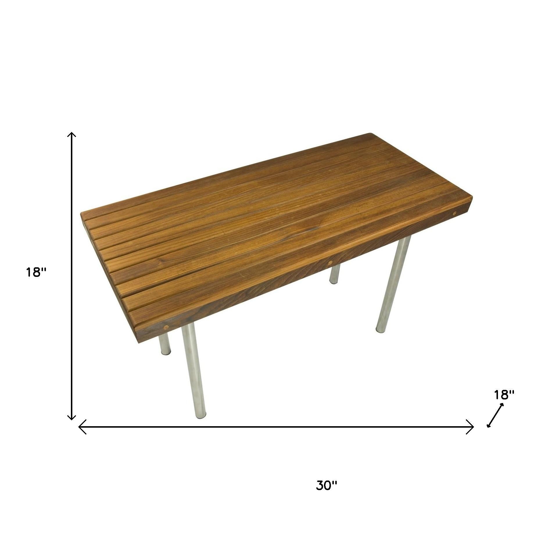 18" X 30" Brown Teak Rectangular Shower Bench-2