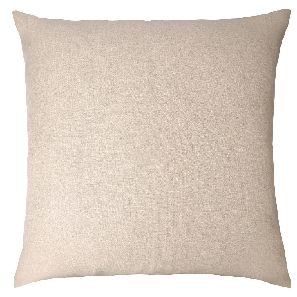 24" Beige and White Geometric Silk Throw Pillow With Embroidery-2