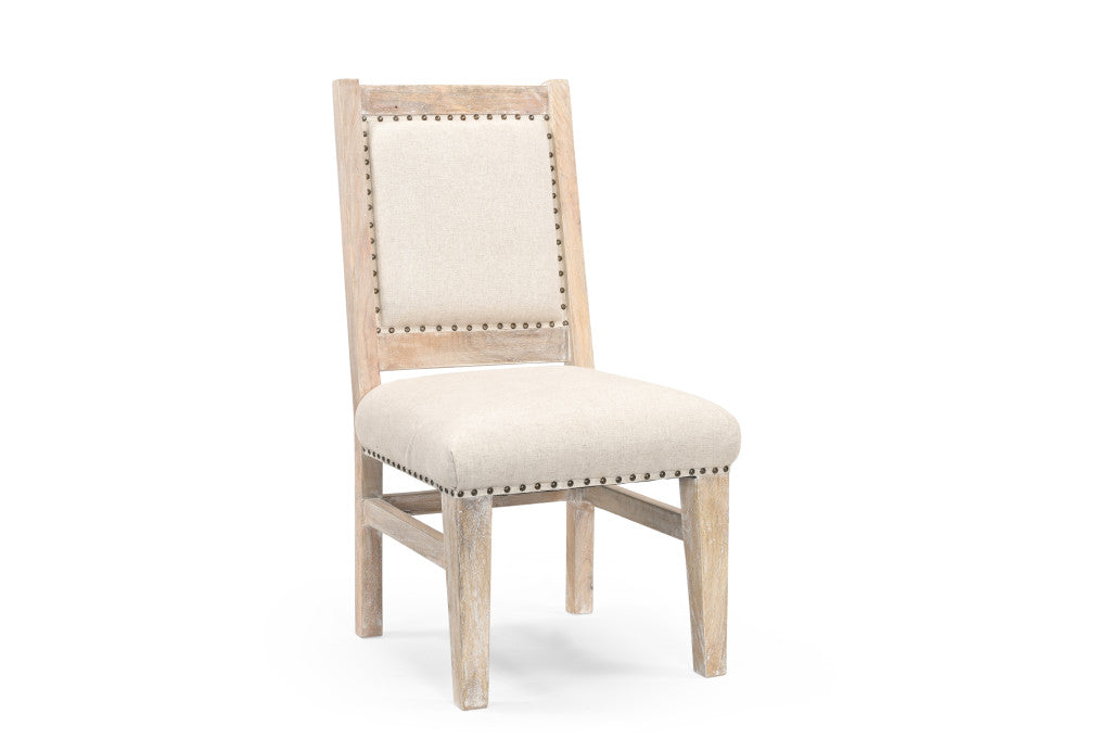 20" Beige And White Side Chair-0