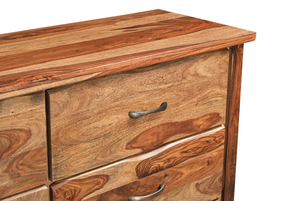 60" Brown Solid Wood Live Edge Six Drawer Double Dresser-7
